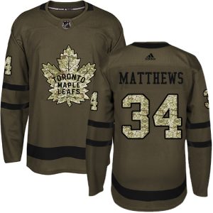 Herren Toronto Maple Leafs Eishockey Trikot Auston Matthews #34 Authentic Grün Salute to Service